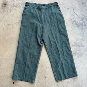 Gudrun Sjoden Wide Leg Pants Women's XL Cotton and Linen Made in India Green